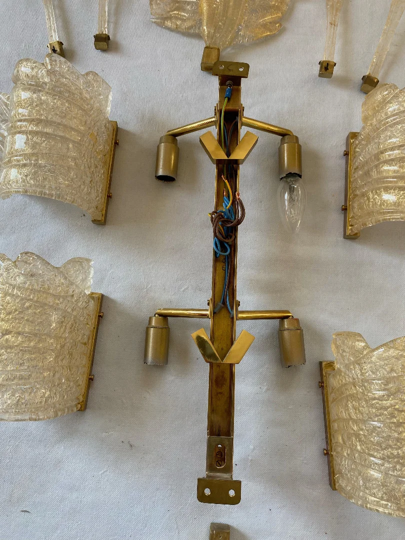 1970/80′ Pair of Murano Glass Or Crystal Sconces Barovier & Toso Butterfly Shape