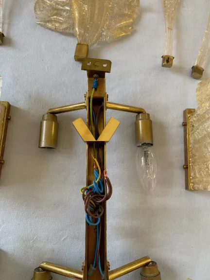 1970/80′ Pair of Murano Glass Or Crystal Sconces Barovier & Toso Butterfly Shape