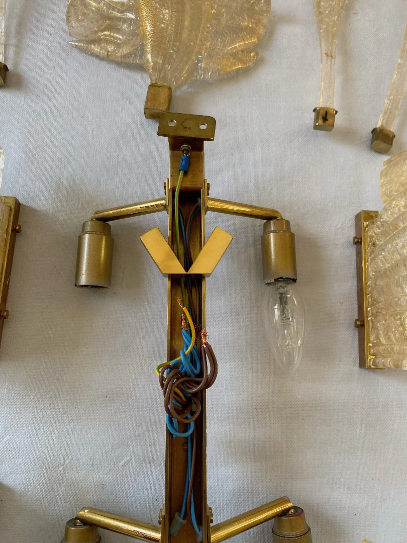1970/80′ Pair of Murano Glass Or Crystal Sconces Barovier & Toso Butterfly Shape