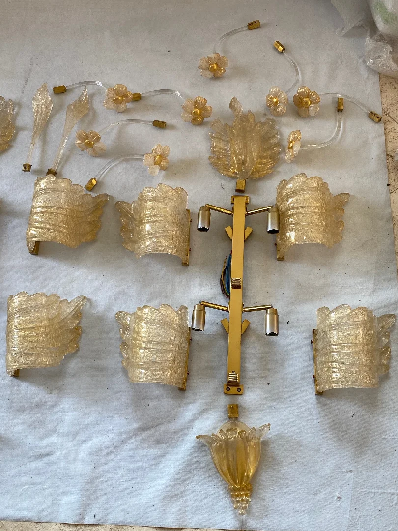 1970/80′ Pair of Murano Glass Or Crystal Sconces Barovier & Toso Butterfly Shape