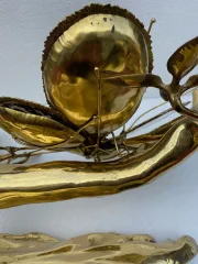 1970' Illuminated Bonzai Coffee Table On Sand Dune In Gilt Bronze Isabelle Faure Or Duval Brasseur With Butterfly Wings In Agate
