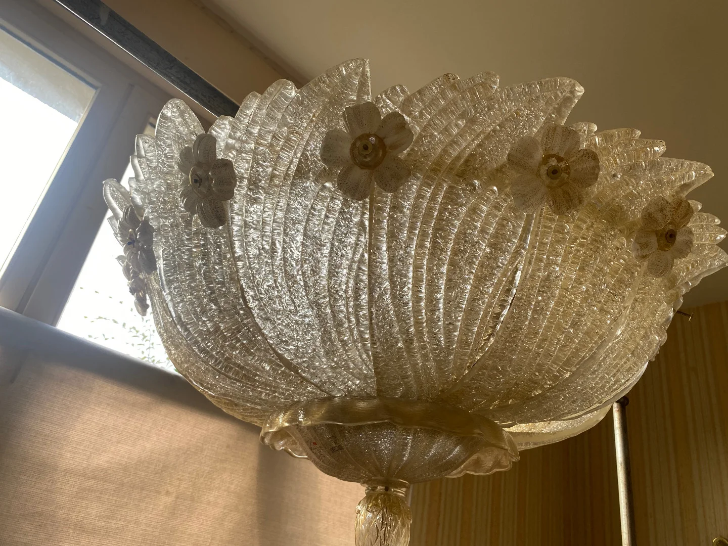 1970/80′ Plafonnier en Verre Ou Cristal De Murano Barovier & Toso
