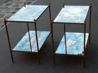 1970′ Tiered Table In Gilt Bronze Palm Decor Maison Charles