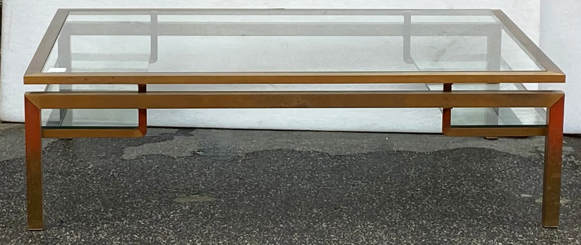 1970′ Rectangular Coffee Table Guy Lefevre For Jansen In Brass And Glass