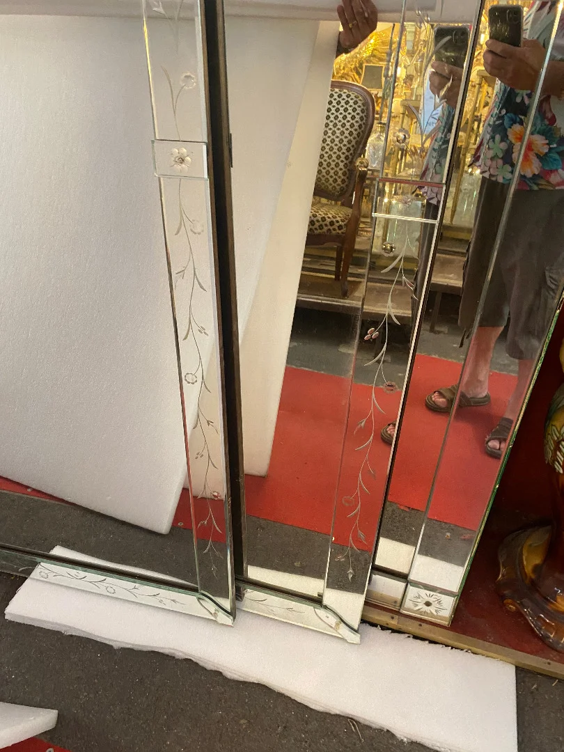 1950′ Miroir Venise à Fleurs 176 x 90 cm