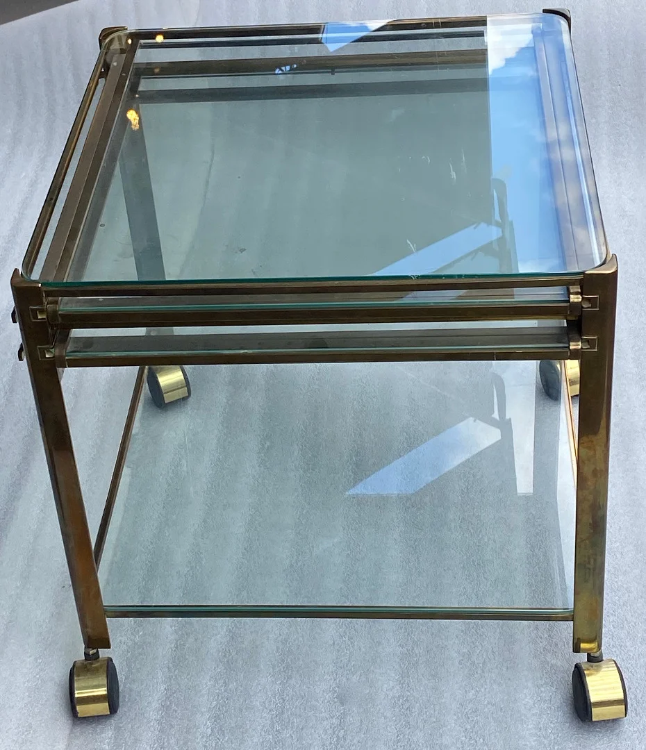 1970′ Desserte Roulante Extensible Maison MALABERT Provenance Palace Parisien En Laiton Patiné