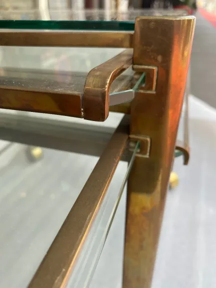 1970′ Expandable Rolling Trolley Maison MALABERT Provenance Parisian Palace In Patinated Brass