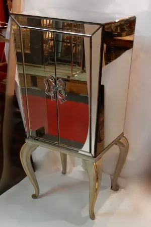 1940′ Cabinet Jansen Art Déco Orné De Miroirs