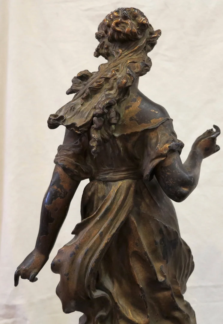 1890′ Statue Bronze Femme Signée Moreau