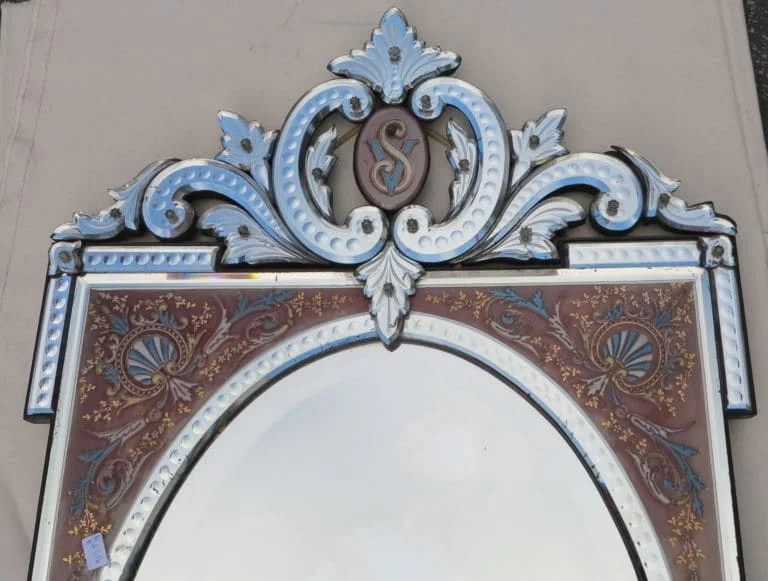 1880/1900 Napoleon III Mirror Enameled on Colored Cartridges