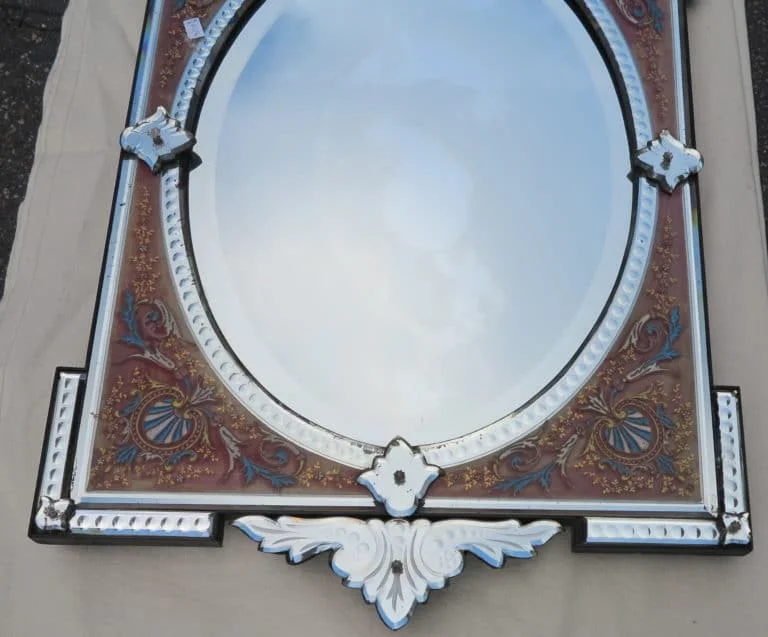 1880/1900 Napoleon III Mirror Enameled on Colored Cartridges