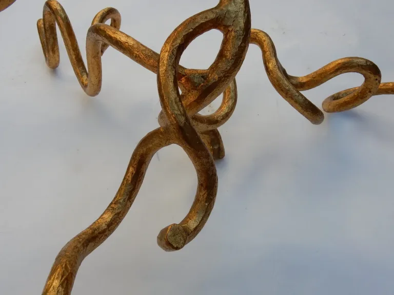 1970′ Coffee Table In Battered Iron With Interlacing DLG Agostini or Giacometti