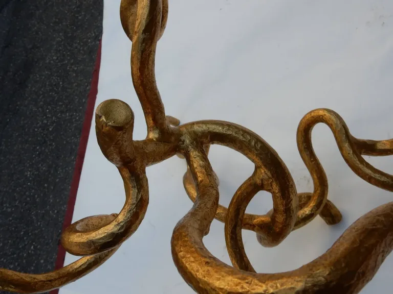 1970′ Coffee Table In Battered Iron With Interlacing DLG Agostini or Giacometti