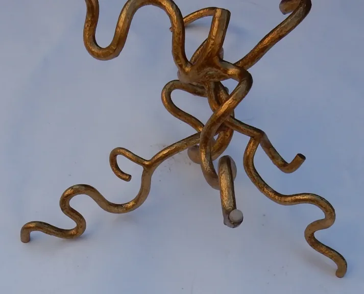 1970′ Coffee Table In Battered Iron With Interlacing DLG Agostini or Giacometti