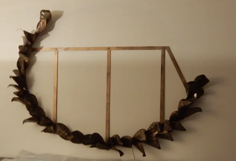 1970/80′ Miroir Éclairant Décor Bambou au Feuillage Style Duval Brasseur Par Barbier Pour Maison Jansen 180 X 140 cm Pièce Unique De Commande