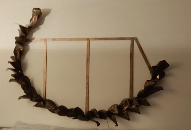 1970/80′ Miroir Éclairant Décor Bambou au Feuillage Style Duval Brasseur Par Barbier Pour Maison Jansen 180 X 140 cm Pièce Unique De Commande