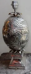 1950/70 Lampe Ananas Décor Animaux Métal Argenté