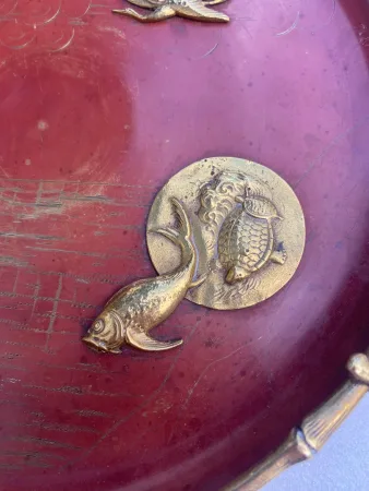 1850s Bronze Dish with Japonisme Bamboo Design by Alphonse Giroux