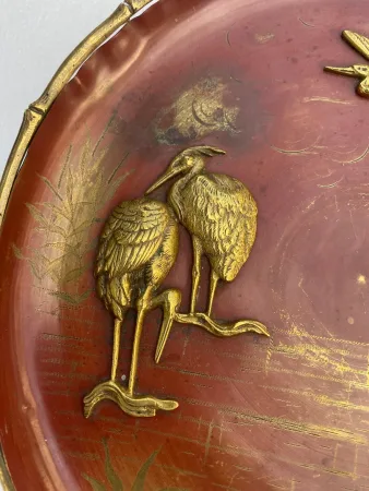 1850s Bronze Dish with Japonisme Bamboo Design by Alphonse Giroux