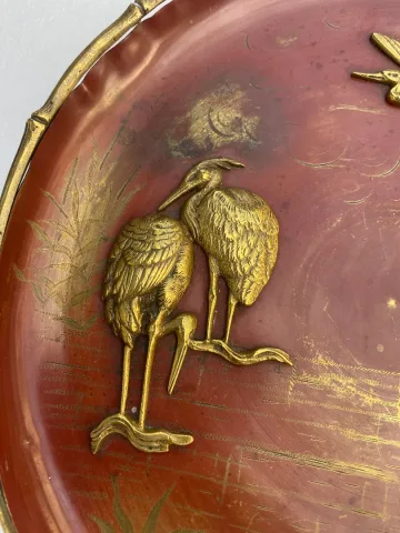 1850′ Assiette En Bronze A Motifs Japonisant Decor Bambou Par Alphonse Giroux