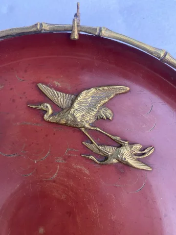 1850′ Assiette En Bronze A Motifs Japonisant Decor Bambou Par Alphonse Giroux