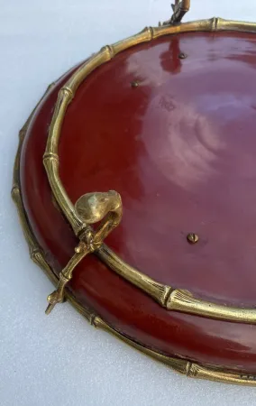 1850s Bronze Dish with Japonisme Bamboo Design by Alphonse Giroux