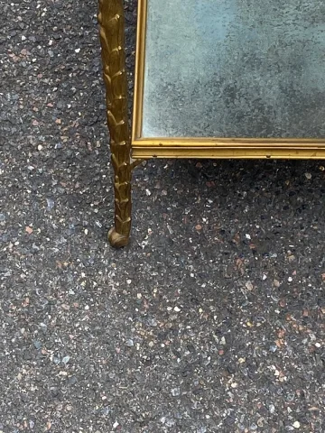 1950′ Paire de Tables Maison Baguès Décor Bambou en Bronze Argenté Avec Plateaux Miroirs Oxydés Vieilli