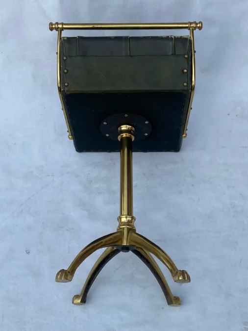 1970s Musician’s Chair for Harpist in Bronze and Leather