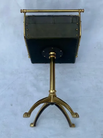 1970s Musician’s Chair for Harpist in Bronze and Leather