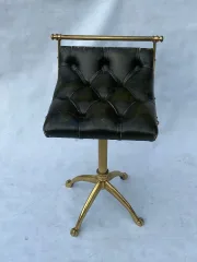 1970s Musician’s Chair for Harpist in Bronze and Leather