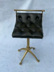 1970s Musician’s Chair for Harpist in Bronze and Leather