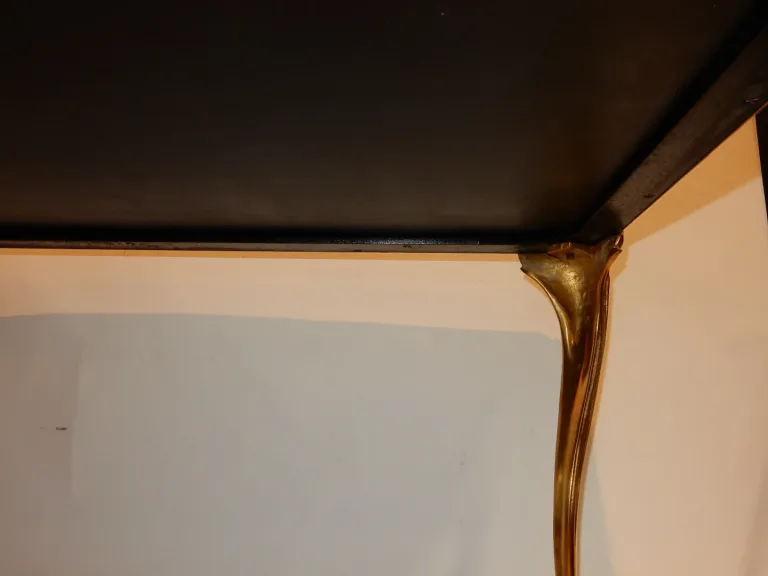 1940/50 Coffee Table Chinese Lacquer Tray Maison Baguès in Gilt Bronze