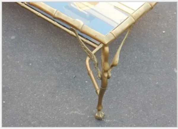 1950/70′ Bronze Coffee Table With Swans and Its 6 End Tables