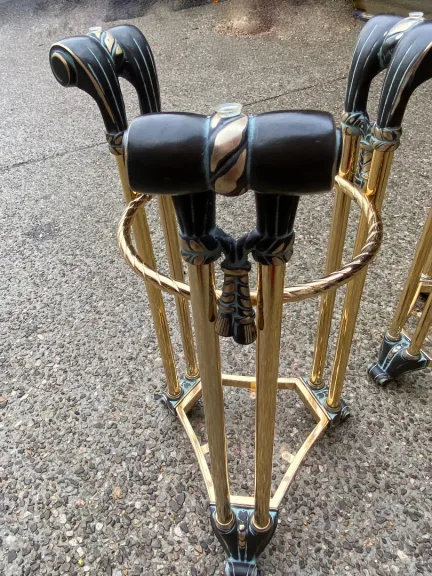 1970′ Pair of Patinated Bronze and Gilded Metal Pedestal Tables in the Style of Weisweiler