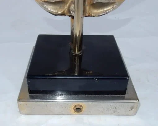 1970′ Lotus Decor Lamp, Silver Bronze, Shagreen, Agate, Duval Brasseur Unsigned