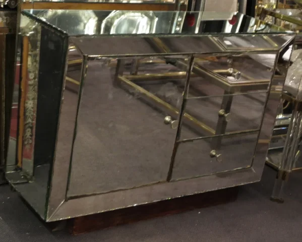 1950′ Art Deco Mirrored Buffet 1 Door 3 Drawers