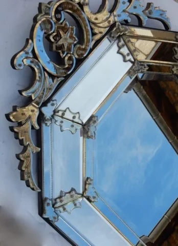 1880/1900 Miroir Style Louis XIV à l’Étoile à 5 Branches