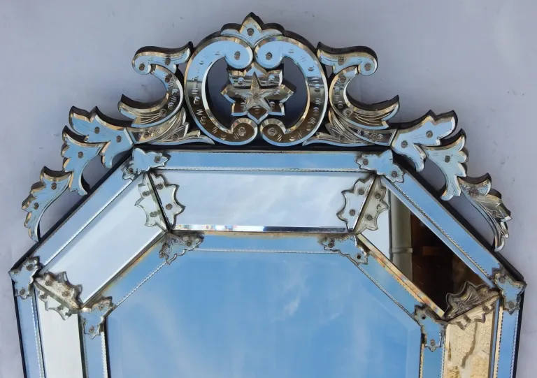 1880/1900 Louis XIV Style Mirror with 5-Pointed Star