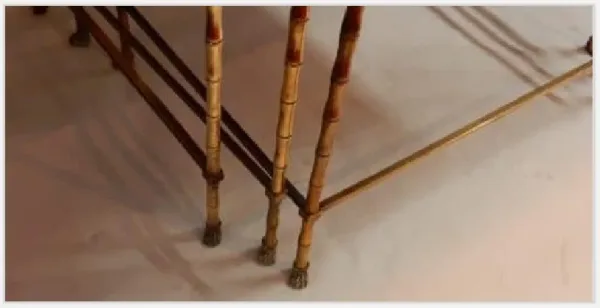 1970′ Series of 3 Nesting Tables Maison Baguès Bamboo Model 3 Black Opaline Trays