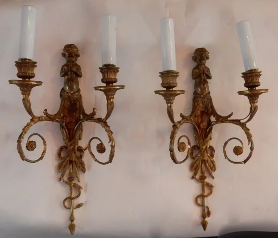 Appliques En Bronze Enfants Jouant Des 2 Trompettes Modèle de Jean HAURE