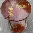 1950/70′ Guéridon Maison Baguès Décor Bambou en Bronze Doré Avec Plateaux Laque de Chine Rouge Et Or