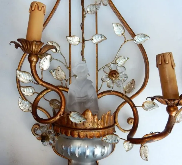 1970′ Paire d’Appliques aux Chinois Style Maison Baguès