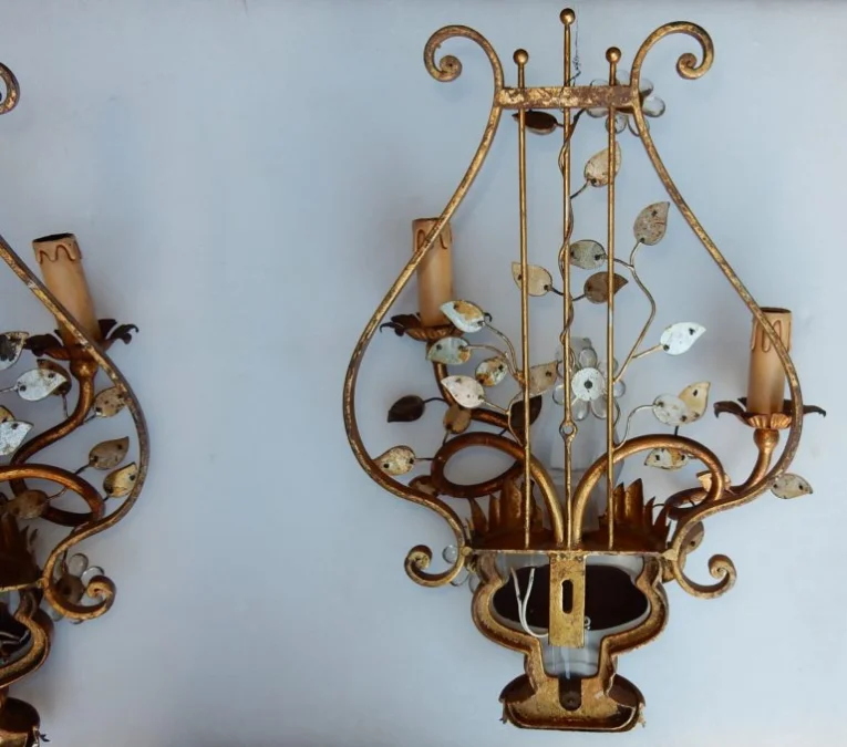 1970′ Paire d’Appliques aux Chinois Style Maison Baguès