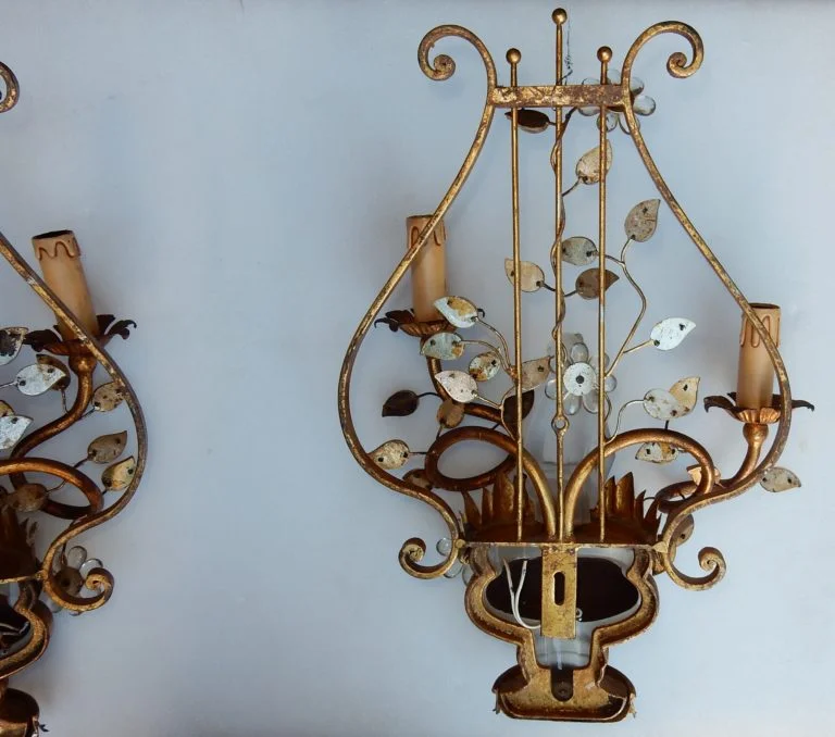 1970′ Pair of Chinese Sconces Maison Baguès Style