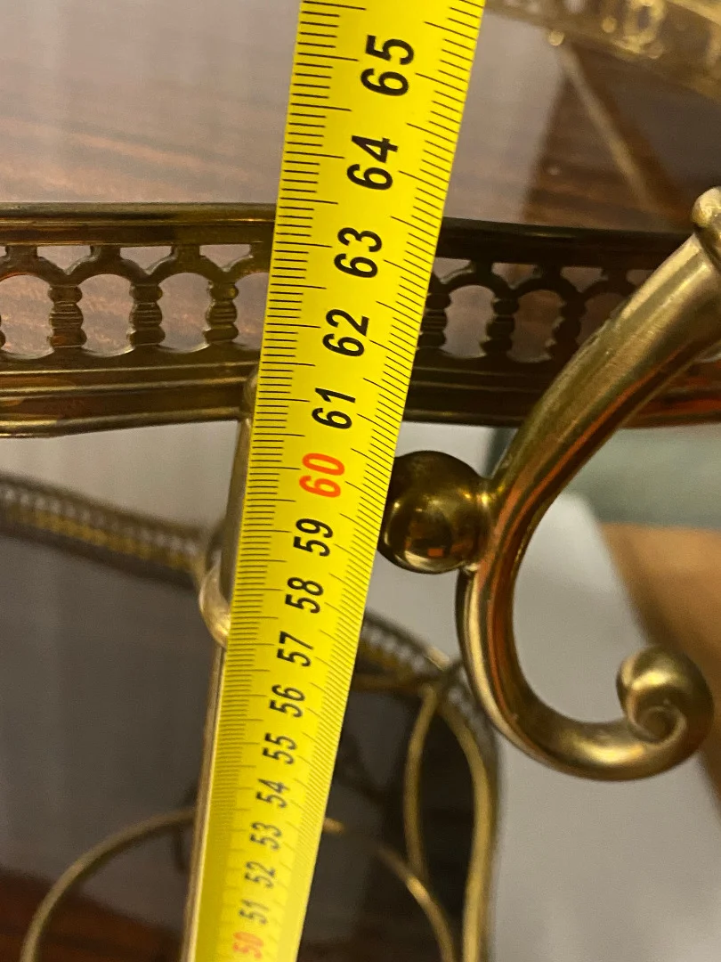 1950/70 Desserte Roulante Forme Arbaléte Maison Jansen En Acajou Et Bronze Doré