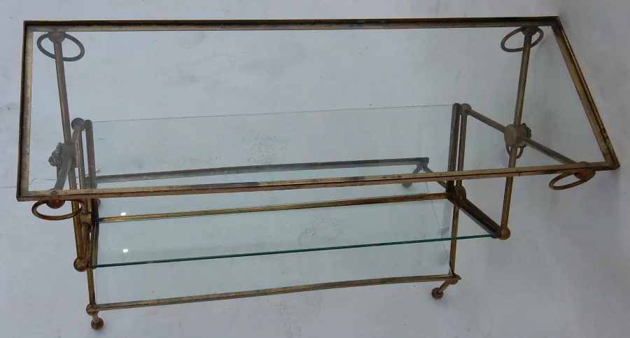 1950s/70s Brass Magazine Rack Bibus in the Style of Maison Jansen, Originating from a Parisian Palace
