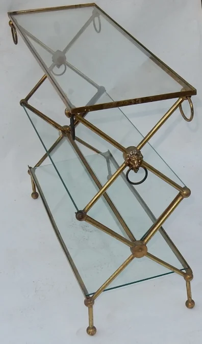 1950s/70s Brass Magazine Rack Bibus in the Style of Maison Jansen, Originating from a Parisian Palace