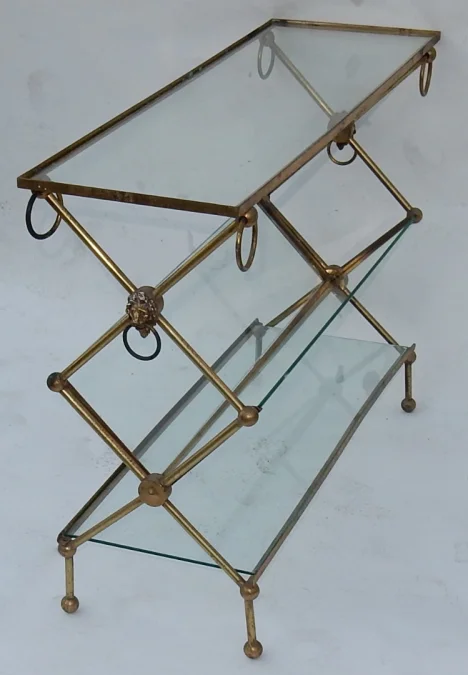 1950s/70s Brass Magazine Rack Bibus in the Style of Maison Jansen, Originating from a Parisian Palace