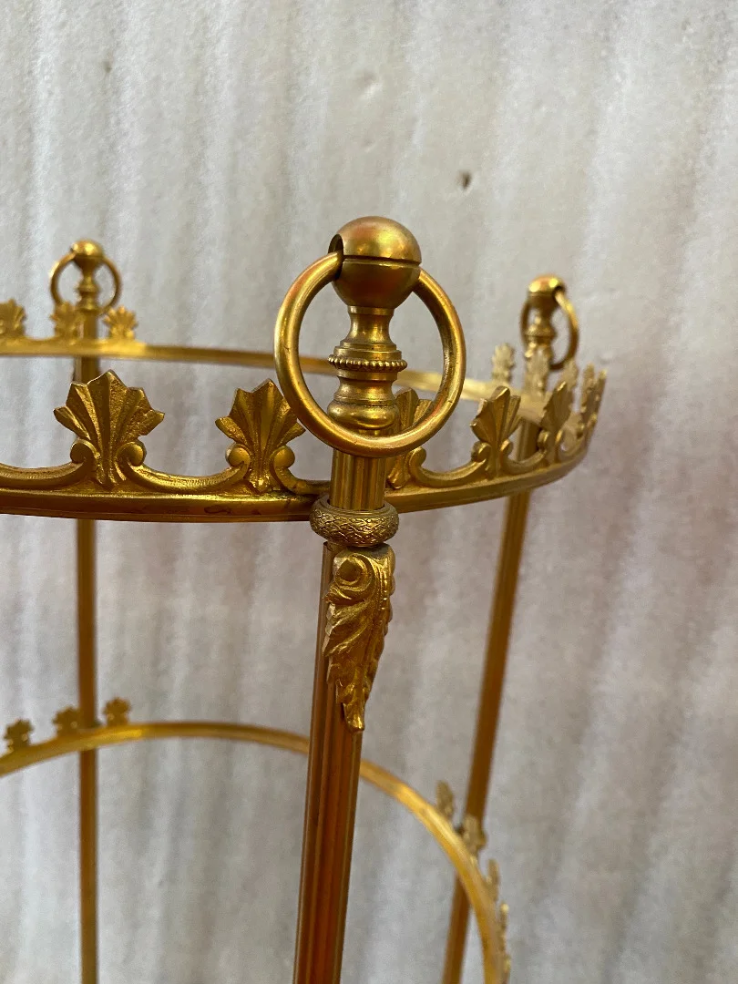 1950/70′ Serviteur Rond Bronze 3 Plateaux Style Weisweiler