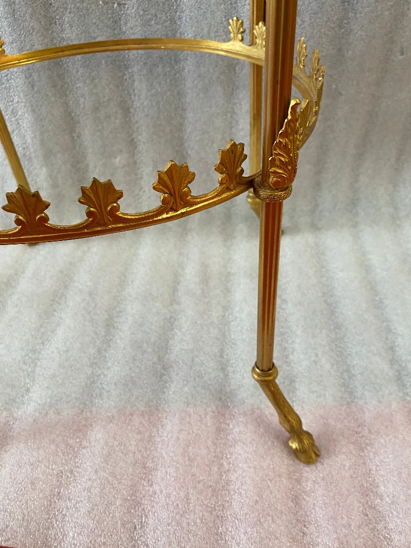 1950/70′ Serviteur Rond Bronze 3 Plateaux Style Weisweiler